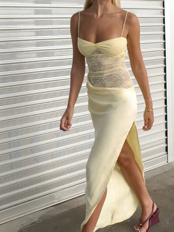 Elegant Lace Spaghetti Strap Dress for Summer Parties