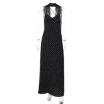 Elegant Black Polka Dot V-Neck Long Dress for Stylish Women - Image 6