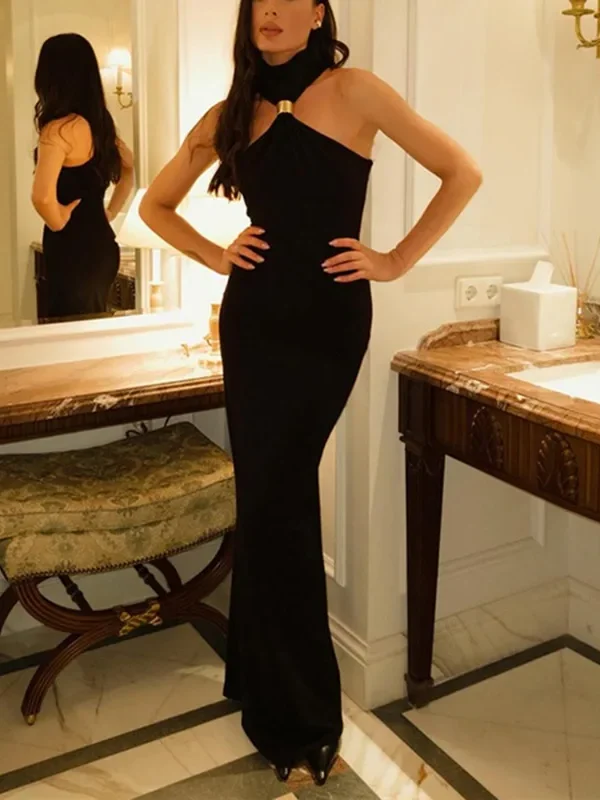 Chic Sleeveless Hollow Long Dress for Summer Parties