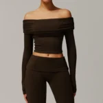 Chic Off-Shoulder Crop Top for Yoga & Fitness Elegance - Image 4