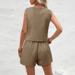 Chic Summer Women's Waistcoat and Shorts Set for Effortless Style - Image 6