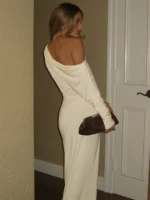 Asymmetrical One-Shoulder Maxi Dress for Elegant Events - Image 4