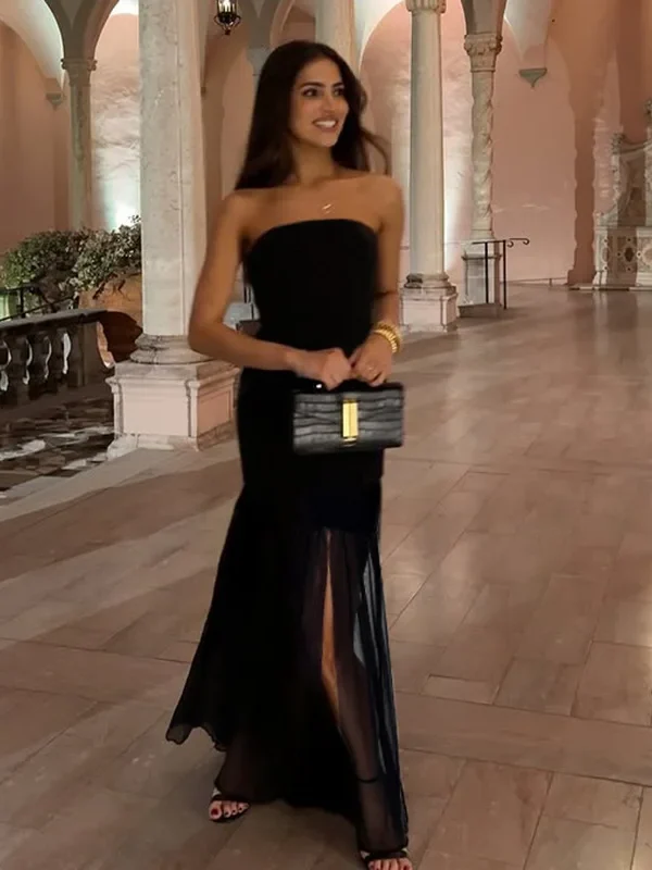 Chic Strapless Retro Long Dress for Elegant Summer Events