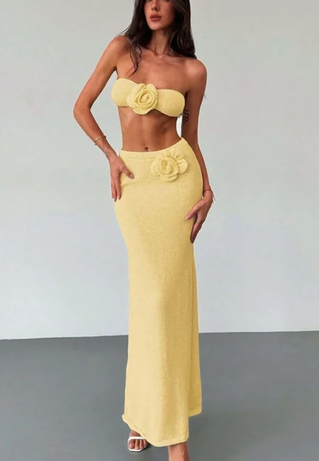 Floral Elegance Two-Piece Beach Skirt Set for Summer Style