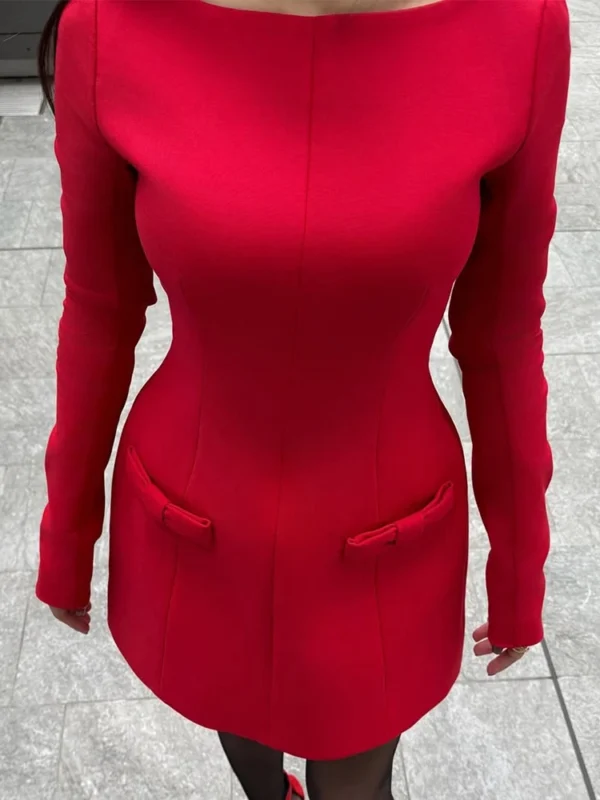 Chic Red Bow A-Line Mini Dress for Effortless Elegance
