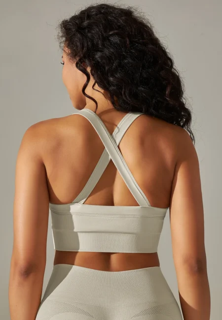 Luxurious Cross Back Sports Bra - Premium Yoga Crop Top