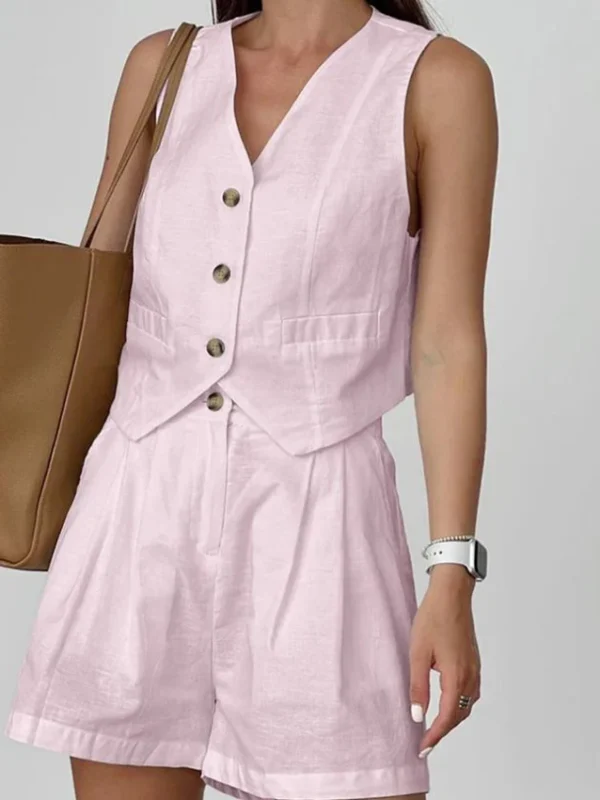 Chic Summer Two-Piece Set: Vest & High-Waisted Shorts