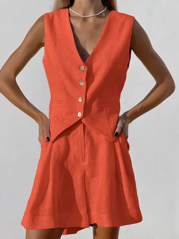 Vibrant Orange Summer Shorts Suit for Effortless Elegance
