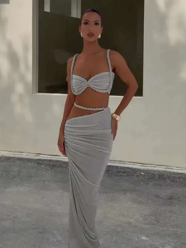 Elegant Spaghetti Strap Two-Piece Set for Spring Events