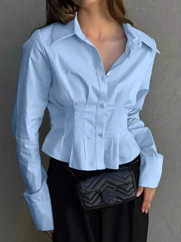 Tuularose Women's Elegant Lapel Shirt for Casual Office Chic