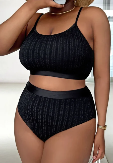 Elegant Plus Size Ribbed Bikini Set for All-Day Comfort