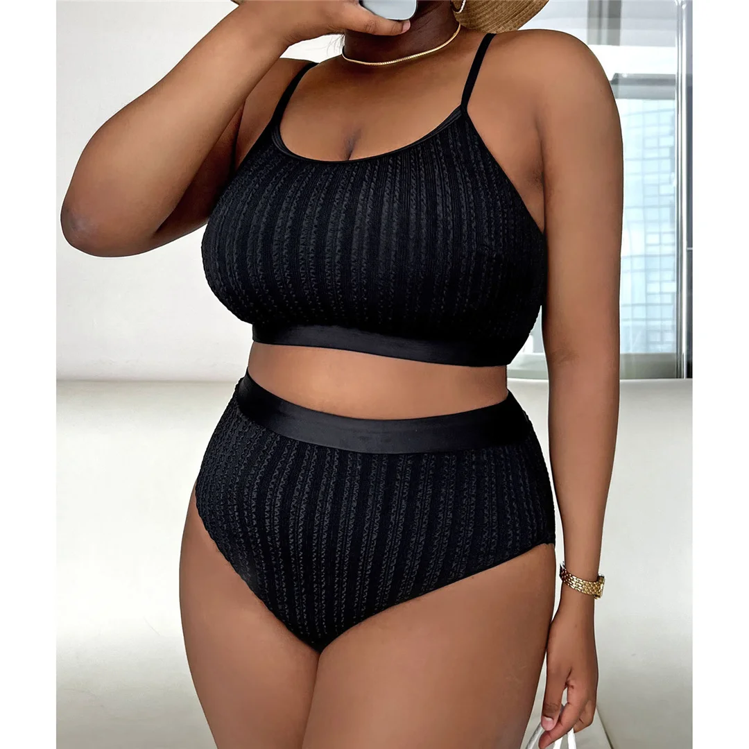 Becky001 Elegant Plus Size Ribbed Bikini Set For All-Day Comfort