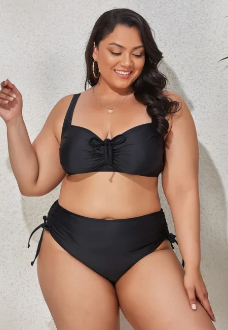 Elevate Your Beach Look: Luxurious High-Waist Plus Size Bikini Set