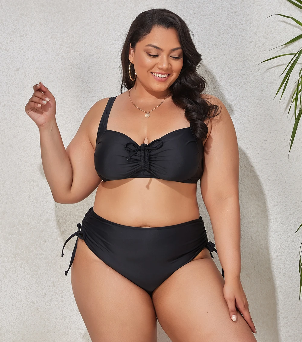 Becky005 Elevate Your Beach Look: Luxurious High-Waist Plus Size Bikini Set