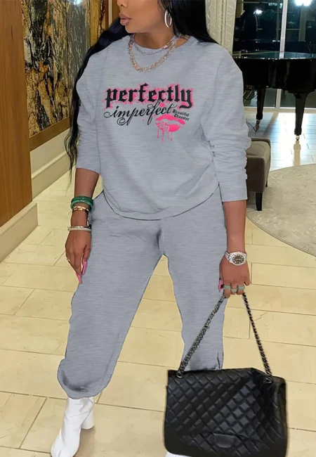 Cozy Curve Loungewear Set - Soft Stretch Pants & Top Autumn