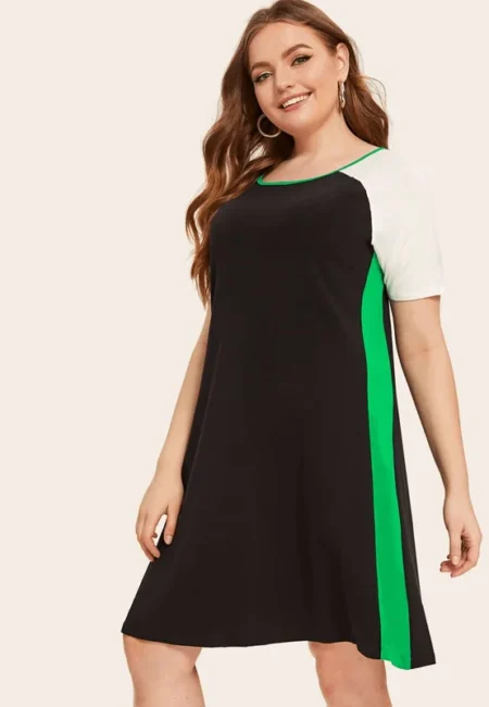 Plus Size A-Line Summer Dress for Women in Black & White