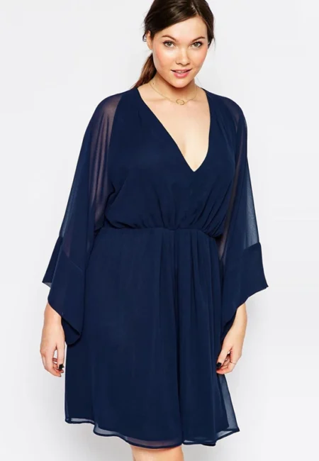 Flowy V-Neck Chiffon Dress with Flare Sleeves - Spring Ready