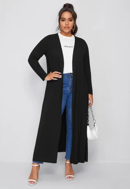 Elegant Plus Size Maxi Cardigan for Spring - Open Front Style