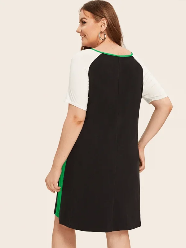 Plus Size A-Line Summer Dress for Women in Black & White