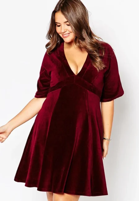 Elegant Plus Size Velvet A-Line Dress for Spring Events