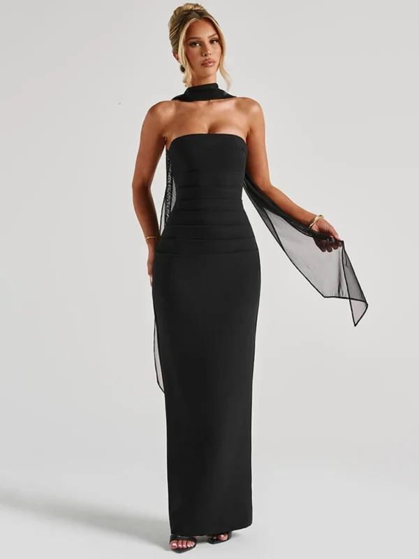 Elegant Strapless Maxi Dress for Women - Chic Party Essential