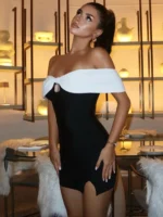 Chic Off-Shoulder Backless Mini Dress for Effortless Elegance - Image 5