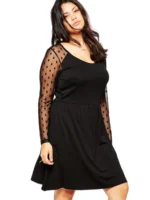 Plus Size A-Line Summer Dress with Dot Print Sleeves