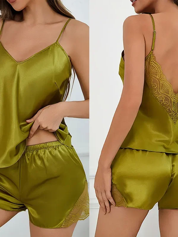 Luxurious Backless Lace Pajama Set for Chic Summer Nights