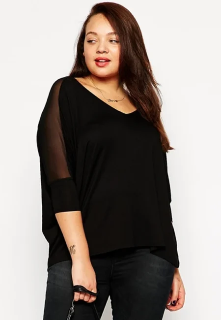 Elegant V-Neck Batwing Blouse - Breathable Summer Top Curves