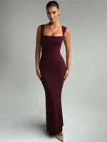 Sophisticated Backless Maxi Dress for Spring & Summer Elegance