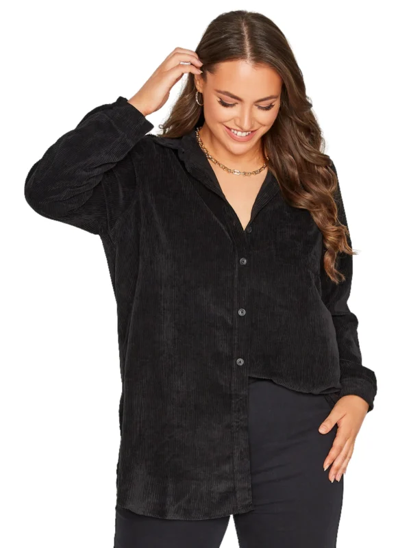 Chic Plus Size Corduroy Shirt for Elegant Autumn Style
