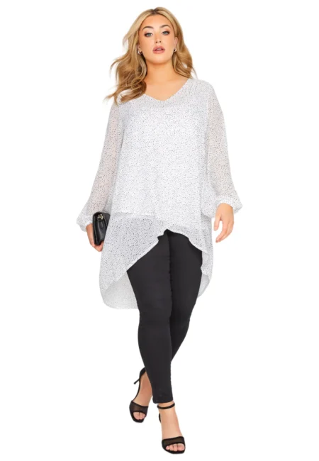 Plus Size Dot Print Hi-Low Wrap Blouse for Stylish Comfort