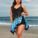 Plus Size Gradient Strappy Tankini Set for Effortless Summer Style