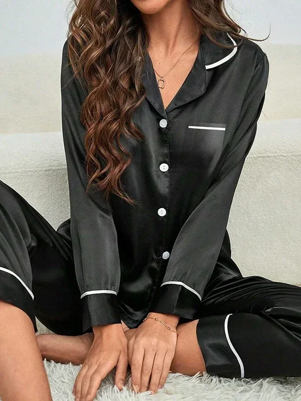 Plus Size Luxurious Silk Pajamas for All Seasons Comfort