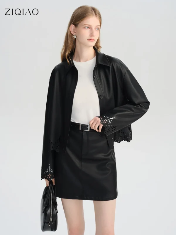 Chic Autumn Vegan Two-Piece Set: Skirt & Jacket Ensemble