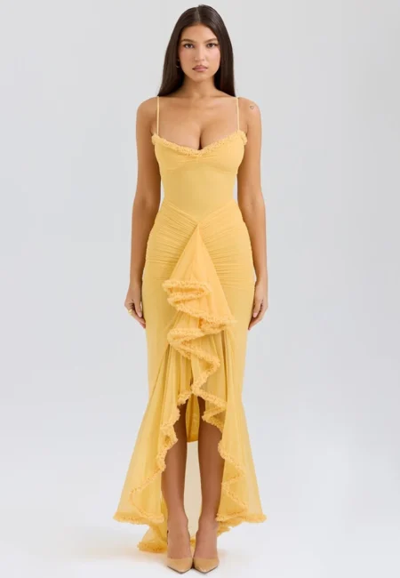 Radiant Orange Backless Maxi Dress for Club Elegance