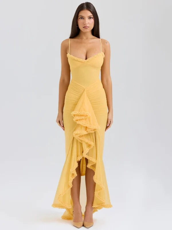 Radiant Orange Backless Maxi Dress for Club Elegance