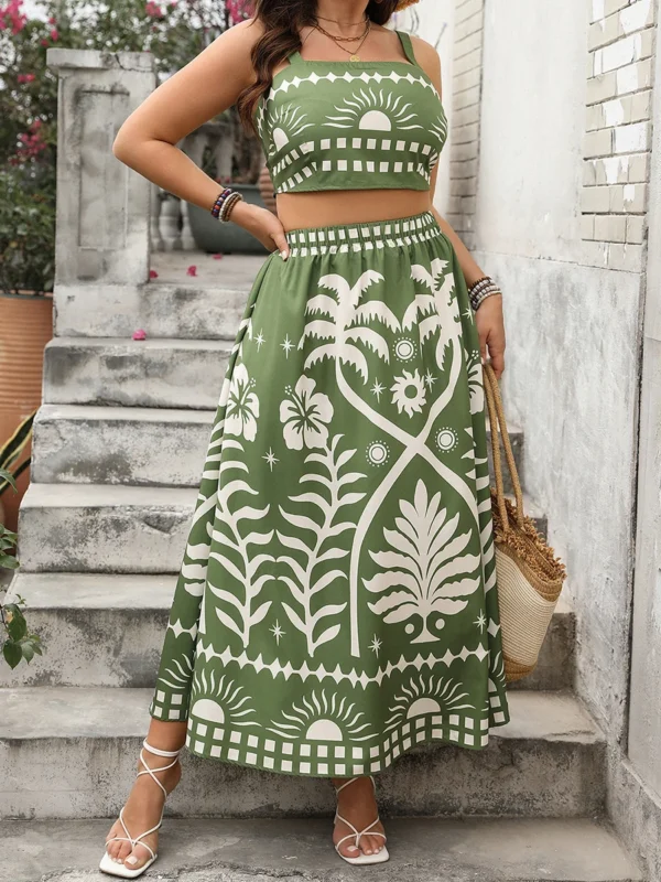 Effortless Plus Size Summer Set: Boho Cami & Flowing Skirt