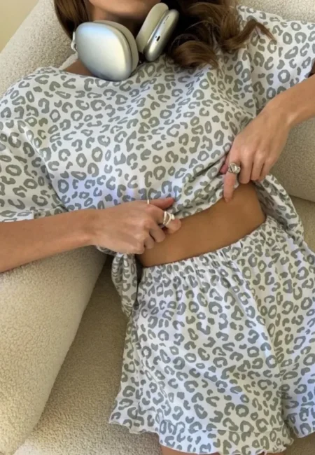 Luxurious Leopard Print Pajama Set - Soft Summer Sleepwear