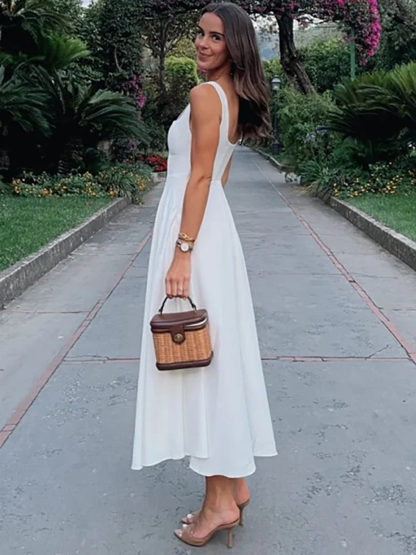 Elegant Square Collar Maxi Dress for Effortless Summer Style