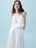 Effortless Elegance: ZIQIAO Petite Two-Piece White Dress Set