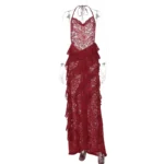 Lace Ruffled Spaghetti Strap Dress: Elegant A-Line Chic - Image 6