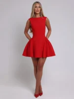 Elegant Backless High Waist A-Line Mini Dress for Women - Image 4