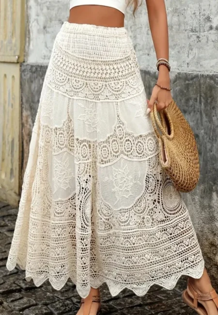 Elegant Summer Lace Maxi Skirt for Beach Getaways