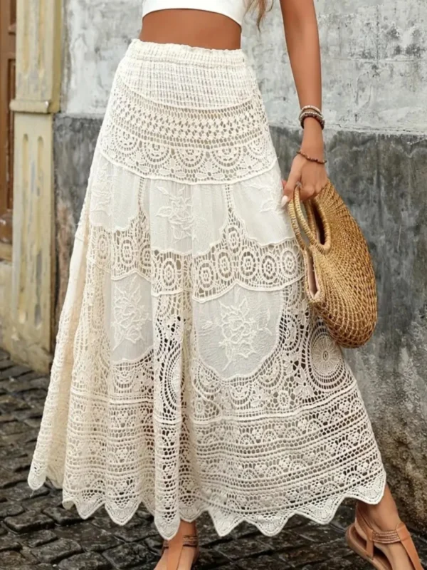 Elegant Summer Lace Maxi Skirt for Beach Getaways
