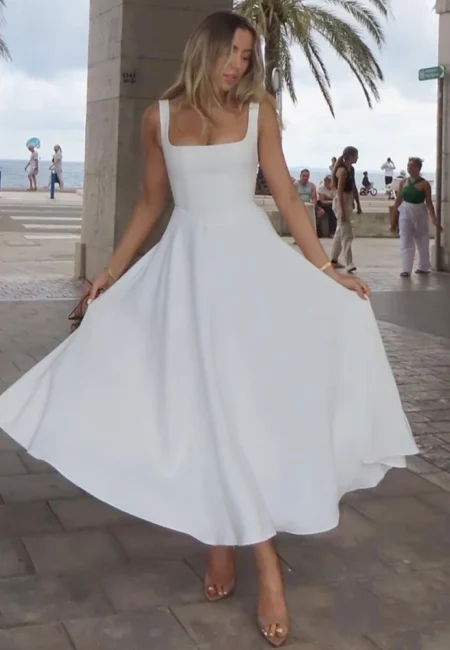 Elegant Square Collar Maxi Dress for Effortless Summer Style