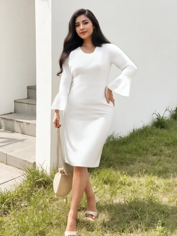 Plus Size Elegant Bodycon Dress with Asymmetrical Neckline