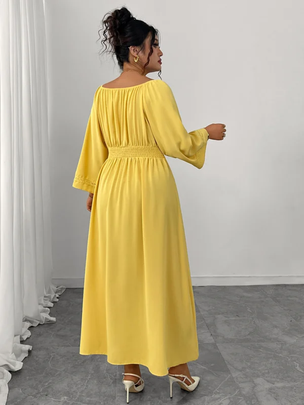 Chic Yellow Oversized Dress for Autumn & Winter Elegance