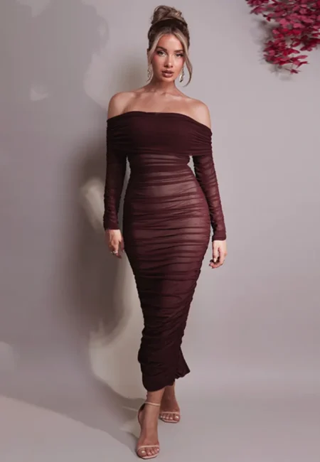 Elegant Off-Shoulder Maxi Dress for Autumn Soirées