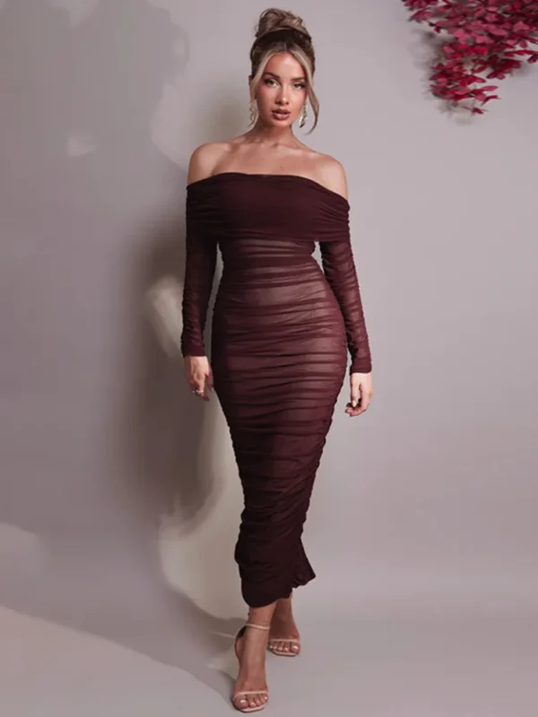 Elegant Off-Shoulder Maxi Dress for Autumn Soirées